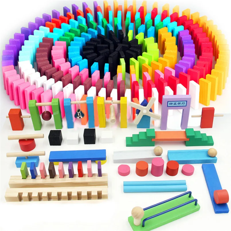 Kids Wooden Domino Institution Accessories Organ Blocks Rainbow Dominos Stacking Train Games Montessori Educational Toys Gifts