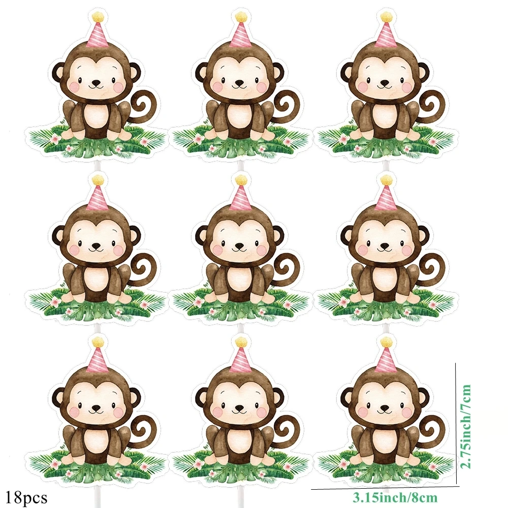 18 stücke Karton Tier Cupcake Topper rosa Papier Topper für Mädchen Dschungel Safari Geburtstags feier Kuchen Dekoration DIY Kuchen liefert – Detail 5