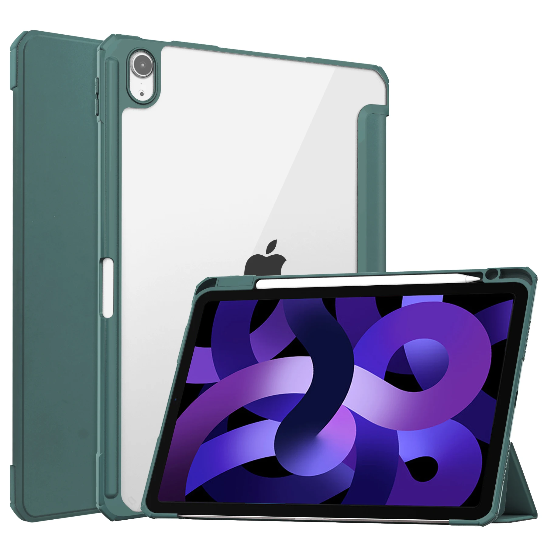 

For iPad Case 2021 Mini 6 Pro 11 With Pen Slot Case 10.2 2018 9.7 5/6th Air 2/3/4 10.5 10.9 PU Silicon Transparent Cover Funda