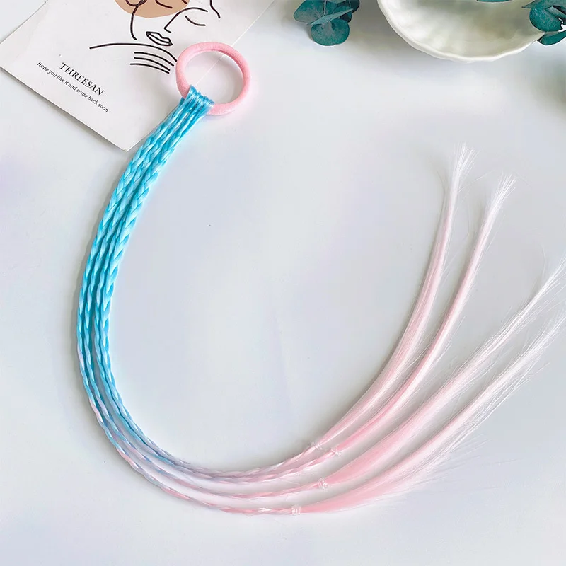 Neue Mädchen bunte Perücken Pferdes chwanz Kinder Haarschmuck Stirnband Haarschmuck Stirnbänder Gummibänder Schönheit Haar bänder Kopf bedeckung – Detail 24
