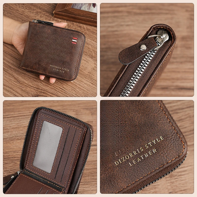 Dominator Dark Skull Herren-Geldbörse im Vintage-Stil, kurze Geldbörse mit Reißverschluss, lässige Schnalle, Taillenkette, Geldbeutel für Studenten, Geschenk – Detail 4