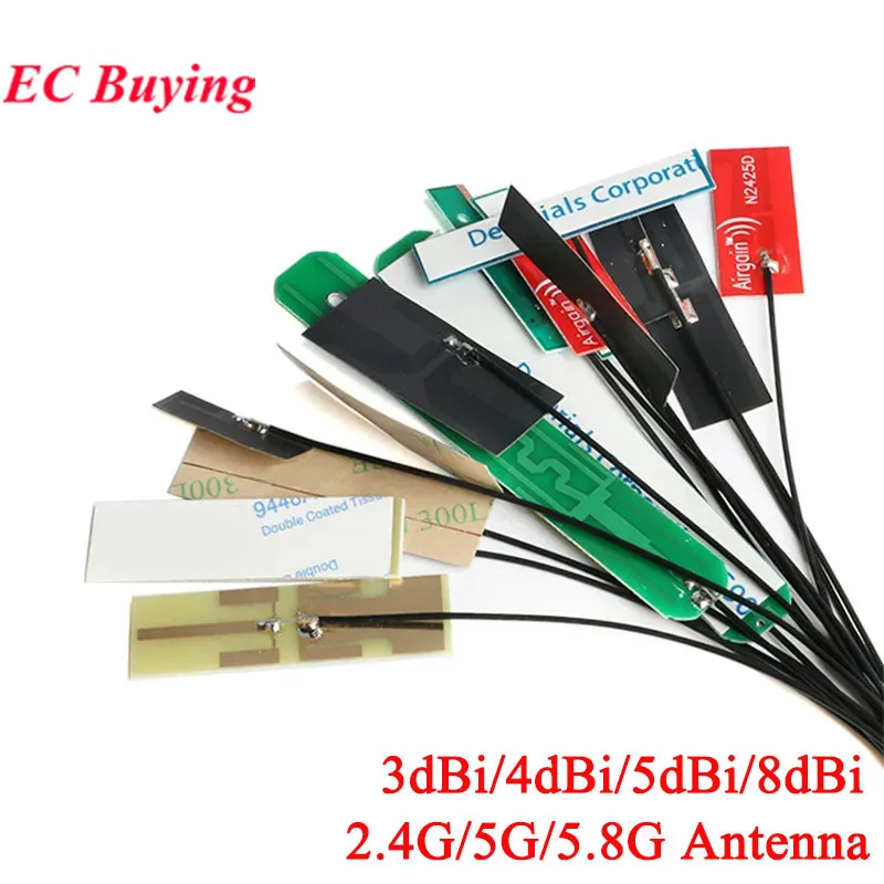5 Stück 2,4GHz 4G 5G WLAN Interne Antenne FPC PCB 5dBi 8dBi Anschluss Lötbar Omni Bluetooth-kompatible Antenne 3dBi IEEE B/G/N WLAN