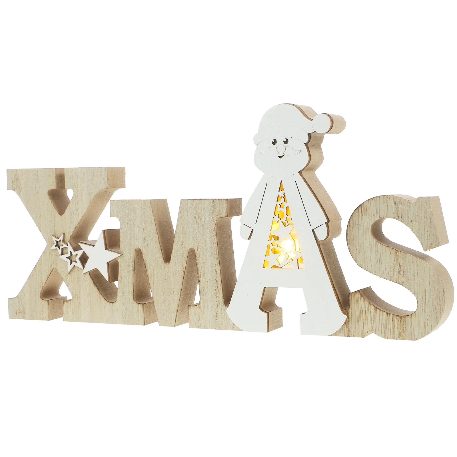 

Christmas Destop Adornments Wooden Crafts Ornaments with Light Luminous Tabletop Decoration for Home