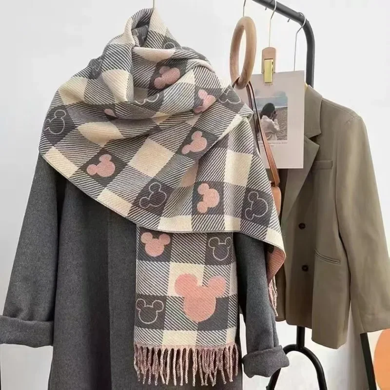 2024 Winter Double sided love plaid Scarf Women's Double-sided Shawl Imitation Cashmere Retro Foreign Style Fashion All-match