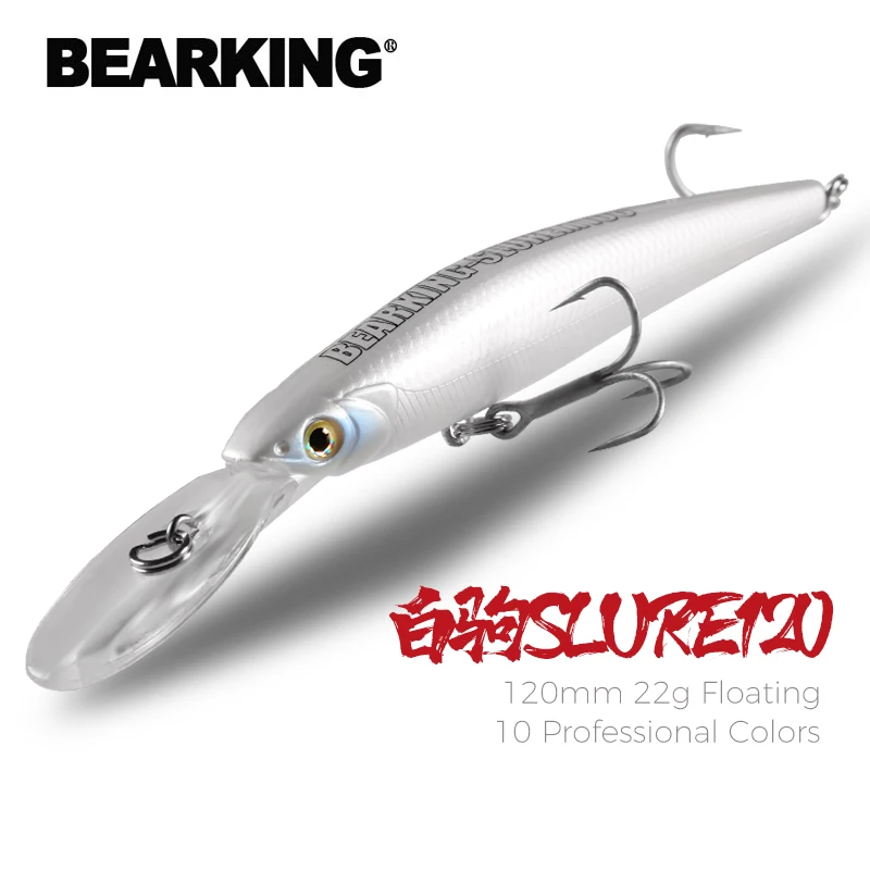 BEARKING-롱 캐스팅 미노우 워블러 낚시 미끼 120mm 22g, 깊이 6-10ft 베이스 파이크 탑 하드 베이트