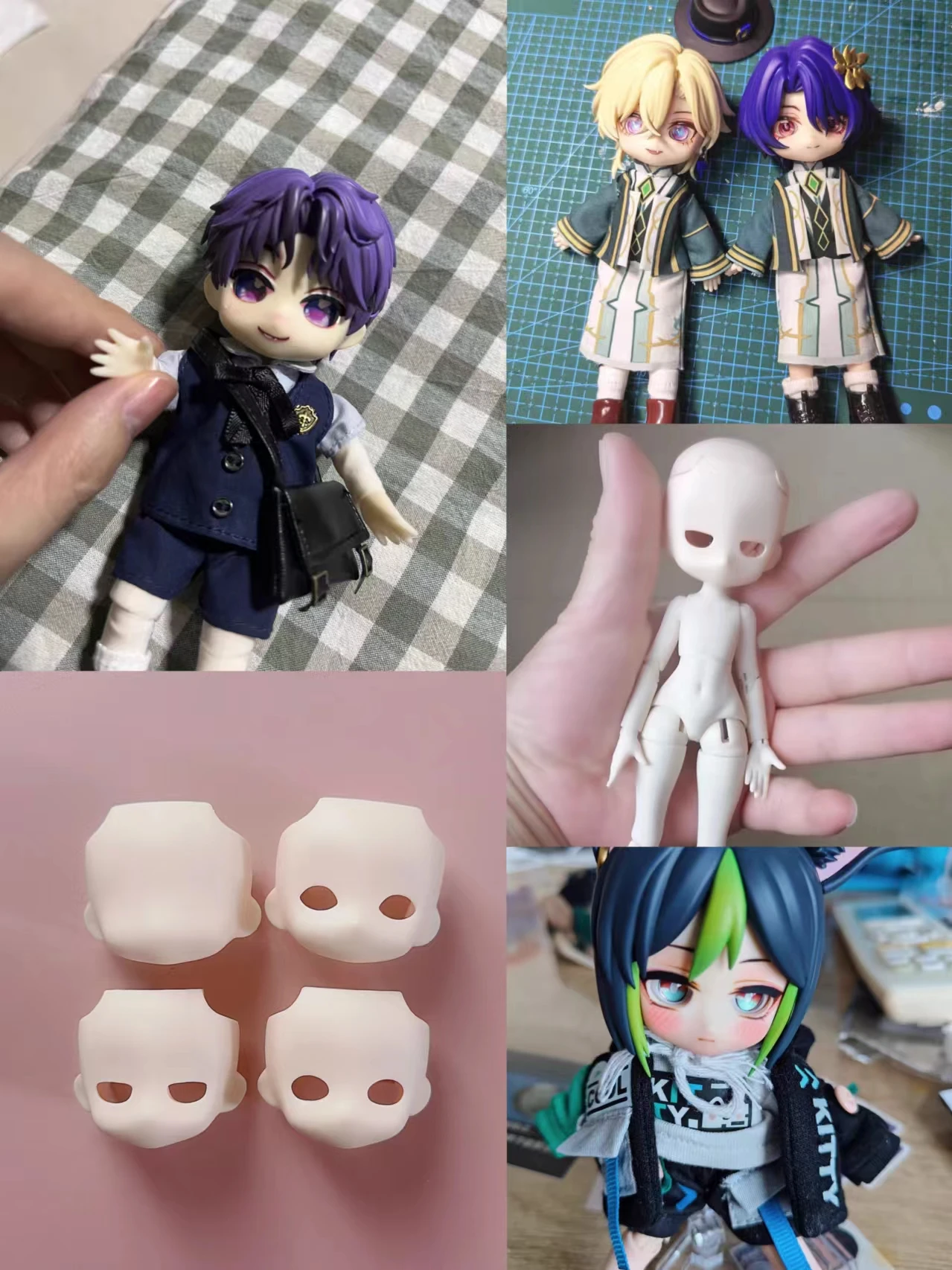 Ob11 Ob22 Blank Face GSC Handmade Faceplates Open Eyes White Magic Change Clay Face Replacement DIY Doll Accessories
