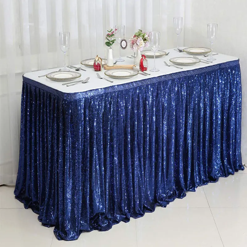 Rectangular Table Skirt Table Cover Glitter Sequin Skirt for Wedding Christmas Birthday Party Accessories Home Decoration table cover table skirt
