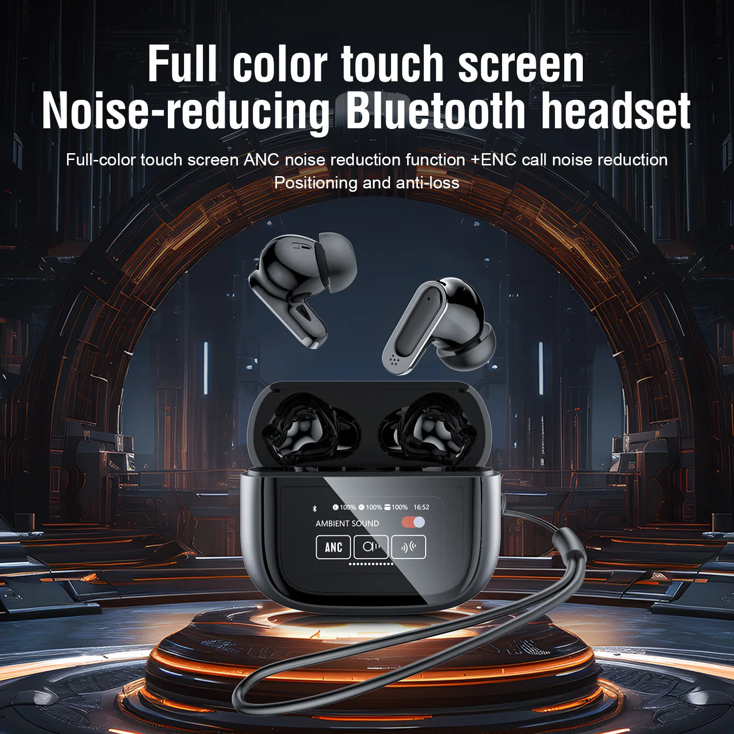 Lenovo Wireless Bluetooth Earphones with Noise Reduction & Touch Control Display