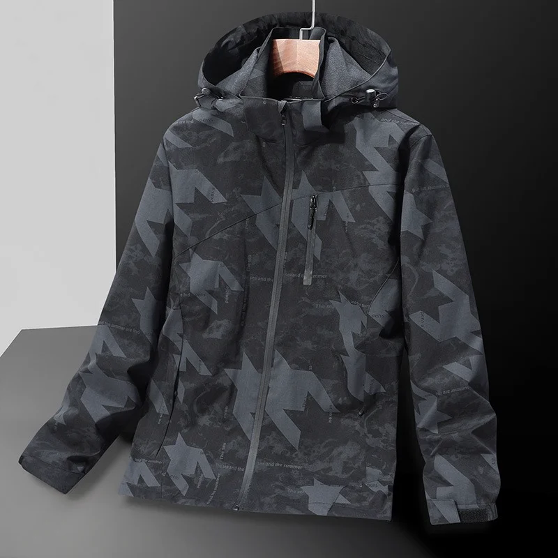 Men's Waterproof Hiking Jacket Large Size Windproof Windbreaker Camping Hunting Running Trekking Fishing Coat Men Outdoor