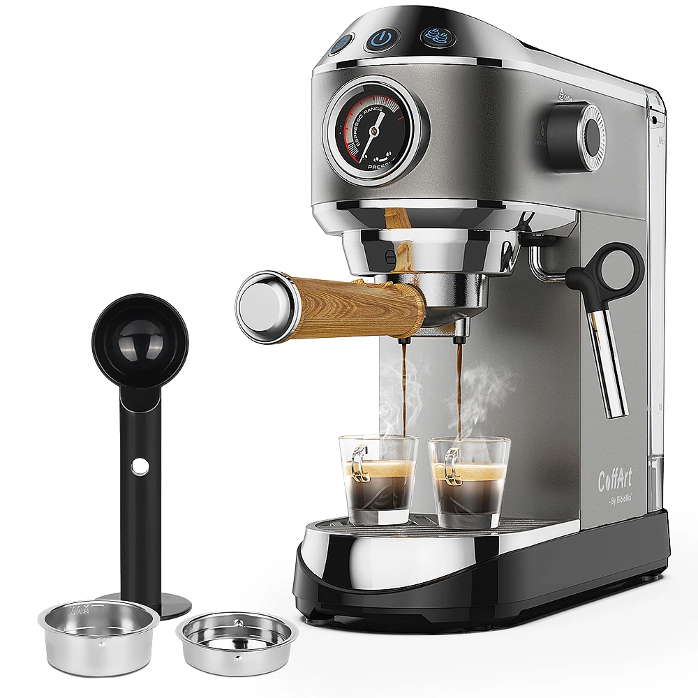 

20 Bar Semi Automatic Powder Coffee Machine,with Milk Steam Frother Wand, for Espresso, Cappuccino, Mocha and Latte