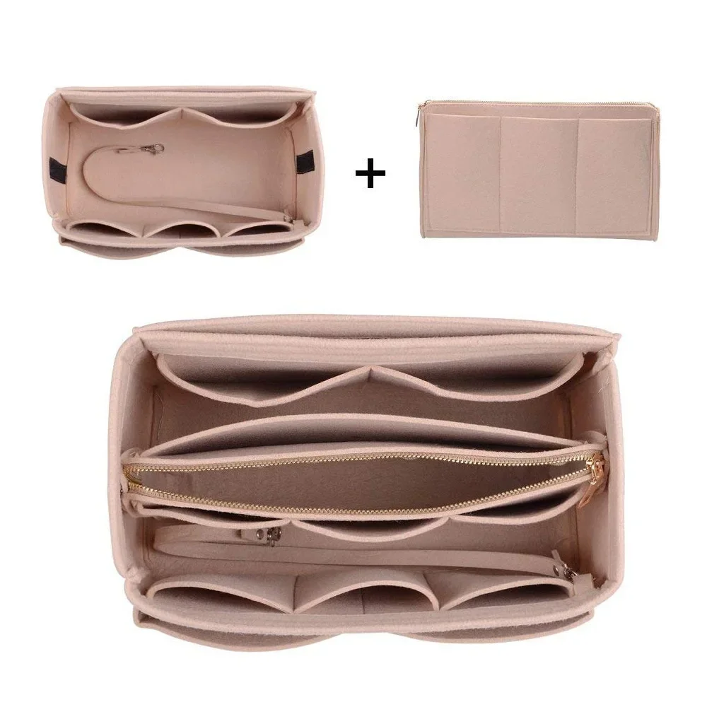 New Women Make up Organizer Felt Insert Bag For Handbag Travel Inner Purse Portable Cosmetic Bags Fit Various Brand Bags