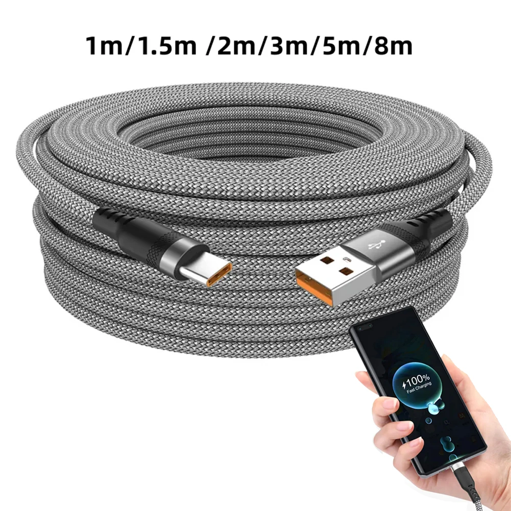 Cavo Usb Type-C Esteso Cavo Dati Intrecciato Per Samsung Huawei Xiaomi Switch Sony Ps5 Type-C 8M 5M 3M 2M 1.5M 1M Cavo