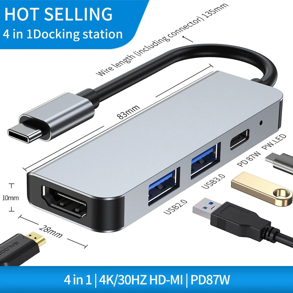 

Адаптер USB Type-C на USB 3,0, 4 в 1