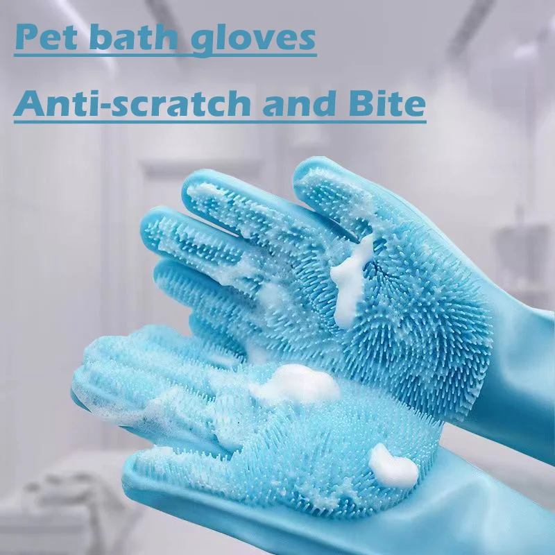 HiCoDo-Pet Grooming Gloves, Dog Cleaning Product, Cat Shampoo Supplies, Bath Scrubber, Washing Cleaner, Silicon Hair Removal