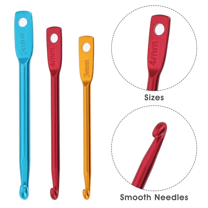 3pcs Crochet Hook Keychain 3/4/5mm Portable Crochet Keychains Kit DIY Crafts Knitting Needle Tools Single Head Sweater Needle crochet hooks crochet kit knitting supplies knitting needles