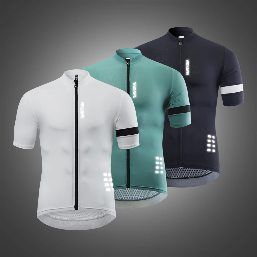 WOSAWE Men Cycling Jersey Short Sleeve Reflective Summer MTB Maillot Shirt Downhill Jersey Pro Team Mountain Bicycle Clothing 4
