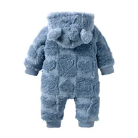 Barboteuse pour nouveau-né de 0 à 18 mois, vêtements chauds d'hiver en flanelle épaisse, pyjama pour bébé garçon et fille, combinaisons à capuche en forme de cœur 3