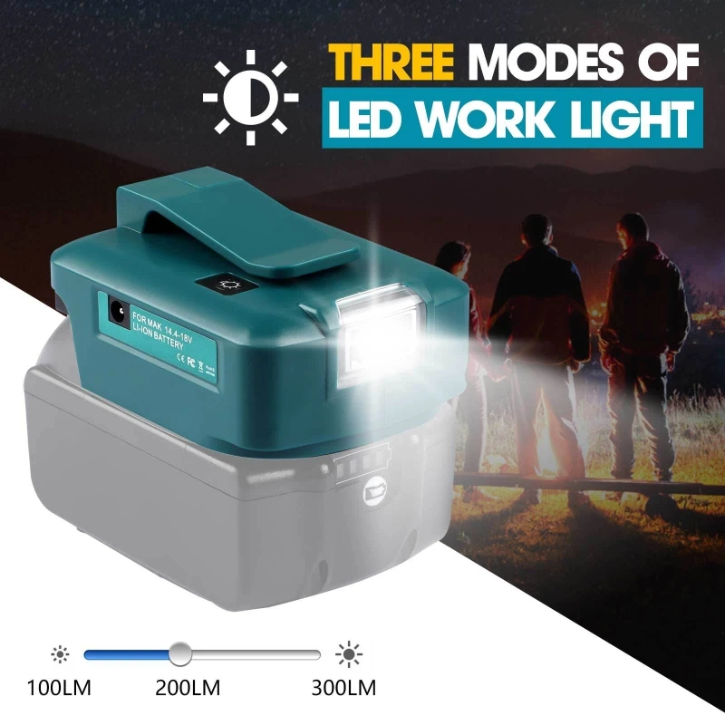 

Replacement ADP05 Power Source Dual USB Charger Adapter for Makita LXT Lithium-Ion Battery 14.4V 18V Converter with LED Light