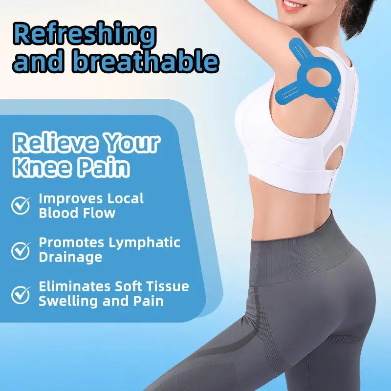 5/10 Stück Klebeband zur Linderung von Knieschmerzen, elastisches, wasserdichtes, sportliches Knietape zur Unterstützung der Stabilität beim Sport – Detail 5