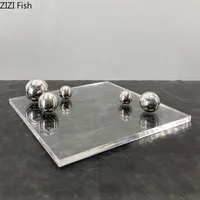 Transparent Acrylic Decorative Storage Tray Jewelry Earrings Organizer Trays Dresser Table Desktop Cosmetics Organizer Container 2