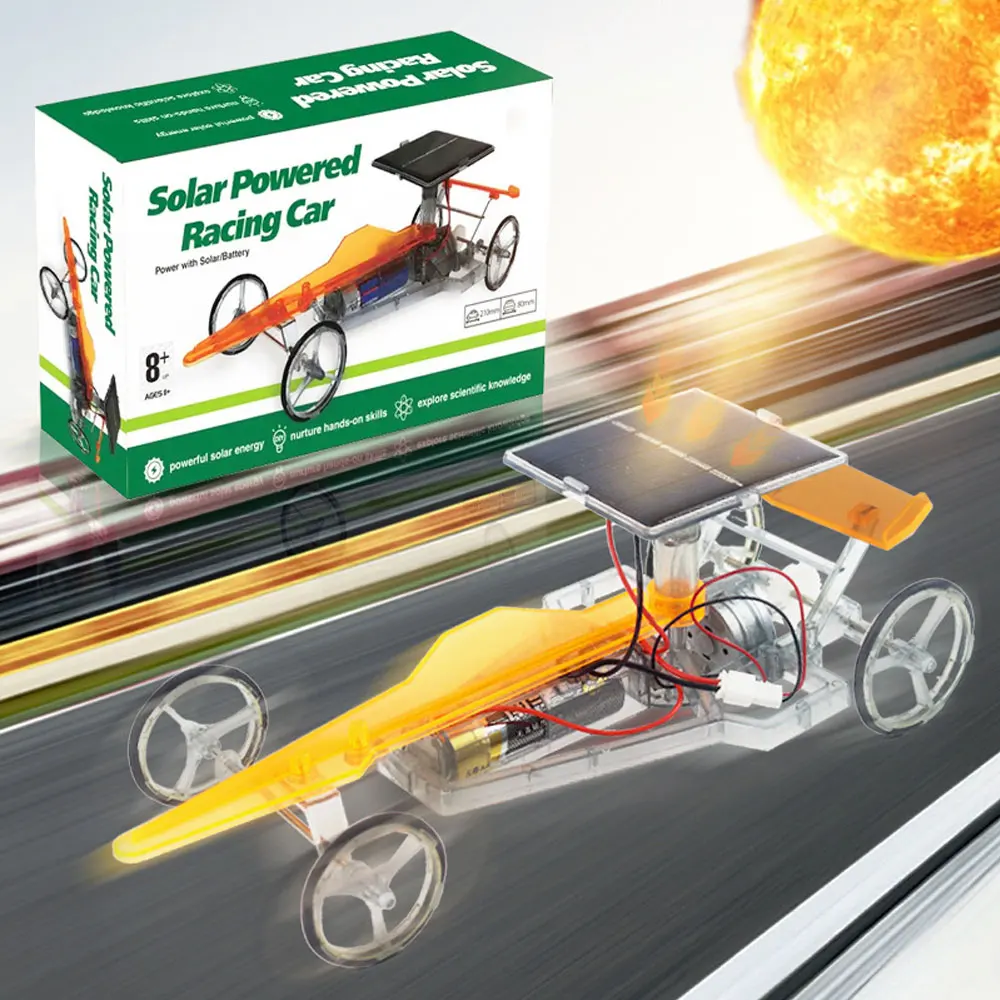 Solar Powered Racing Car Children Science DIY Production Puzzle Electric Technology Toys Mechanical Education Gifts VG149
