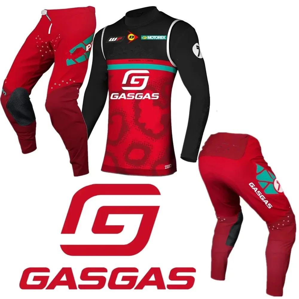Adult GASGAS Jersey Set Dirt Bike MX Gear Set Off Road Kit Motorcycle Jersey Motocross Combo Moto Suit motocross gear set