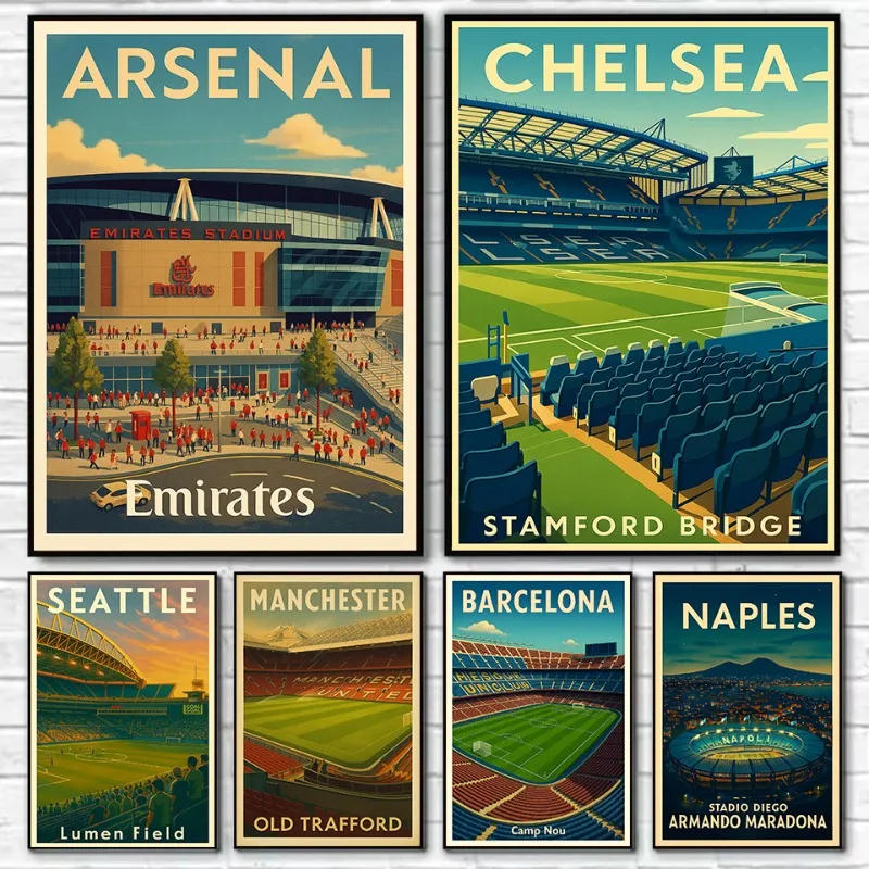 Arsenal Emirates Stadium Retro Football Field Canvas Art - Home Decor Wall Poster