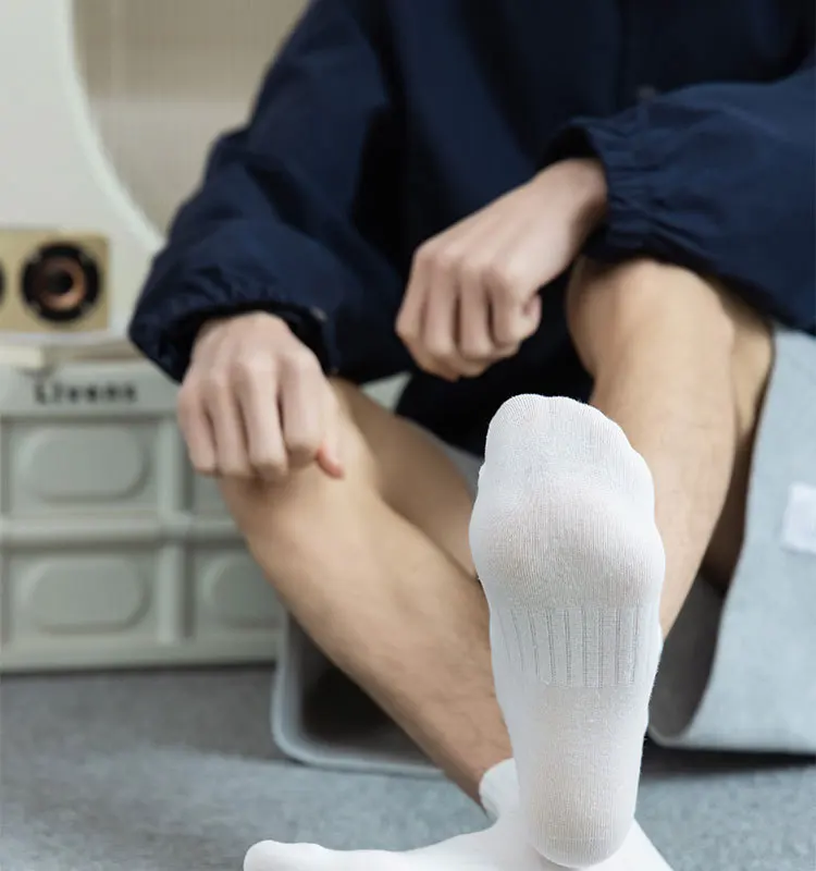 5 Pairs/Lot Men's Solid Color Socks Black White Business Casual Simple Versatile Breathable Cotton Sports Mesh Short Socks