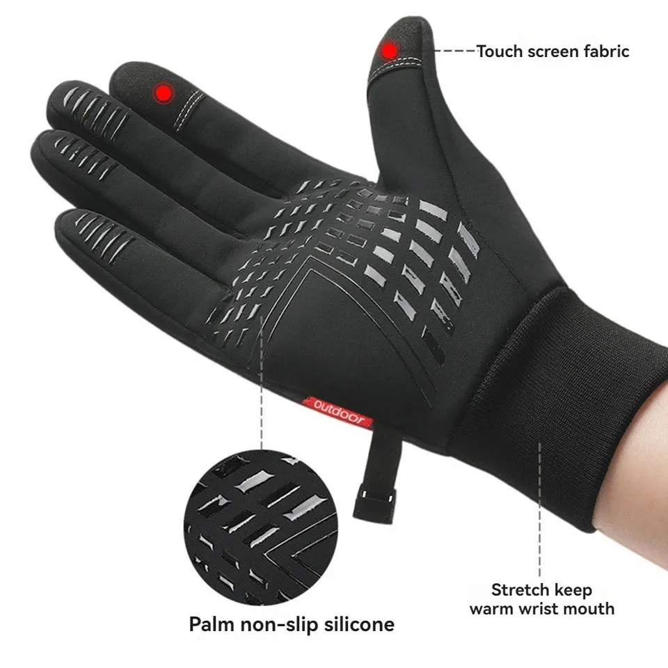 GTUBIKE Autumn Winter Outdoor Cycling Gloves Gym Fitness Sports Running Warm Touch Screen Nonslip Gloves Motorcycle Gloves