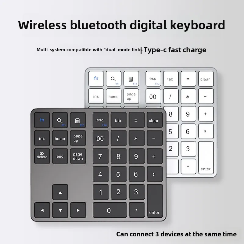 USB Folding Keyboard, Wireless Bluetooth, Dual-mode Charging, Numeric Keypad, General, External Keyboard, Portable, Financial