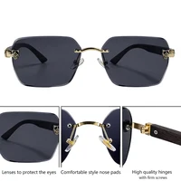 Lunettes de soleil photochromiques carrées sans monture pour hommes, style vintage, verres découpés, lunettes de créateur de luxe 2026, monture invisible 5