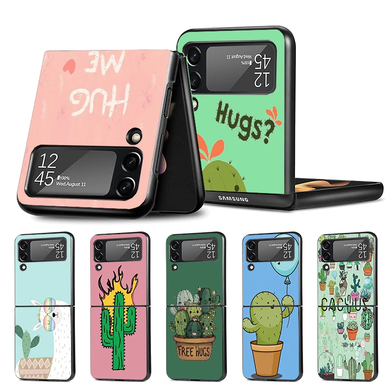 Cactus Vintage Flower Z Flip 4 Z Flip 4 Phnoe Case Per Samsung Z Flip 3 5 5G Black Hard Shell Galaxy Zflip3 Zflip4 Zflip5 Unique