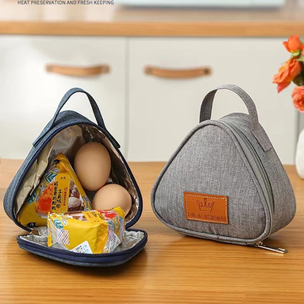 New Portable Triangular Insulation Bag Mini Aluminum Foil Student Rice Ball Bag Cute Portable Lunch Box Outdoor Lunch Bag