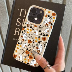 Spooky Halloween Pumpkin Ghost Shockproof Soft TPU Phone Case - iPhone 15 Plus (White - YYDSW997)