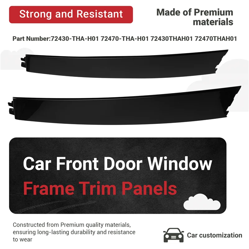 혼다 어코드 2017-2023 프론트 도어 윈도우 프레임 트림 1세트 72430-THA-H01 72470-THA-H01 윈드실드 B 필러 교체 패널