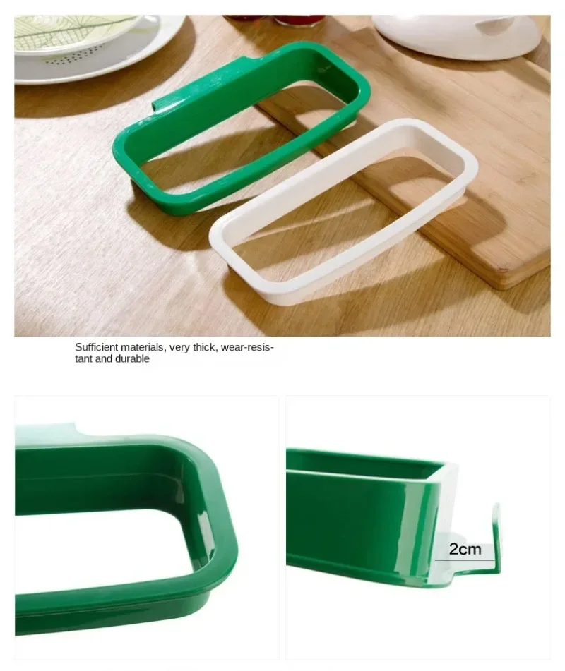 Green Stylish Hanging Garbage Bag Rack with Cover Portable Kitchen Cabinet Rubbish Bag Plastic Rack Support Holder