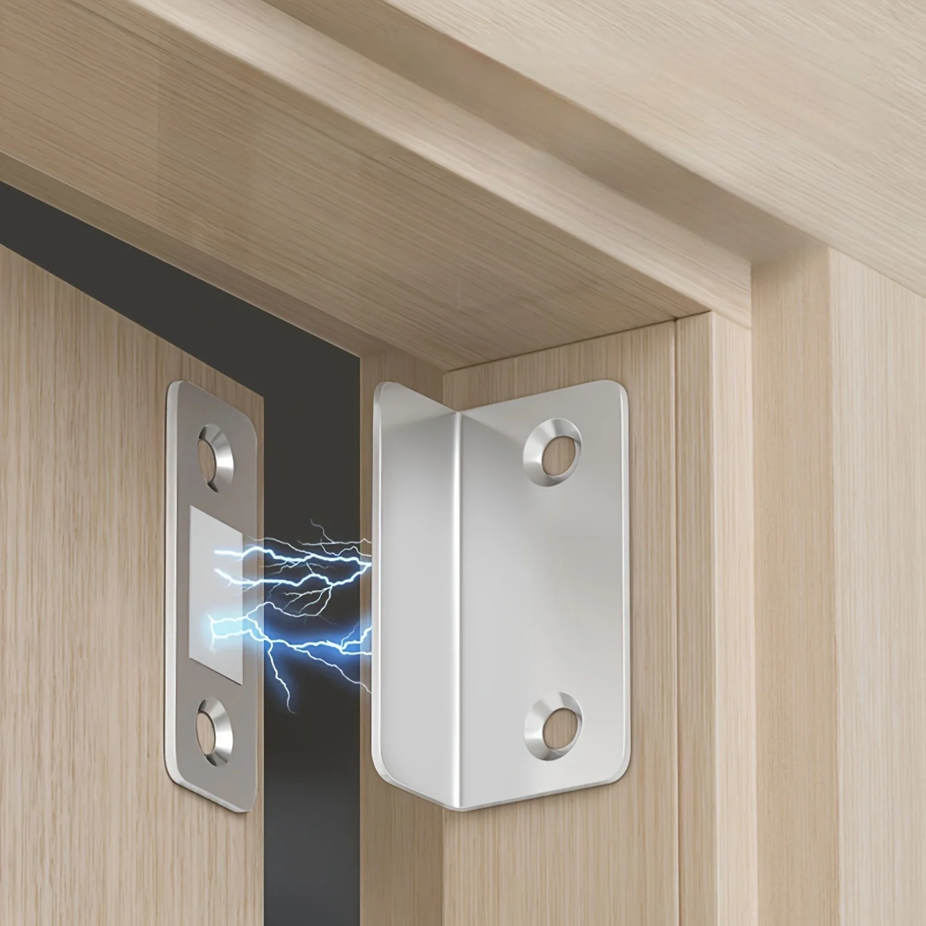 Magnetic Door Catch Latch 2pcs Invisible Strong Adhesion Drill-Free Mount Seamless Release Ideal for Cabinets Sliding Doors