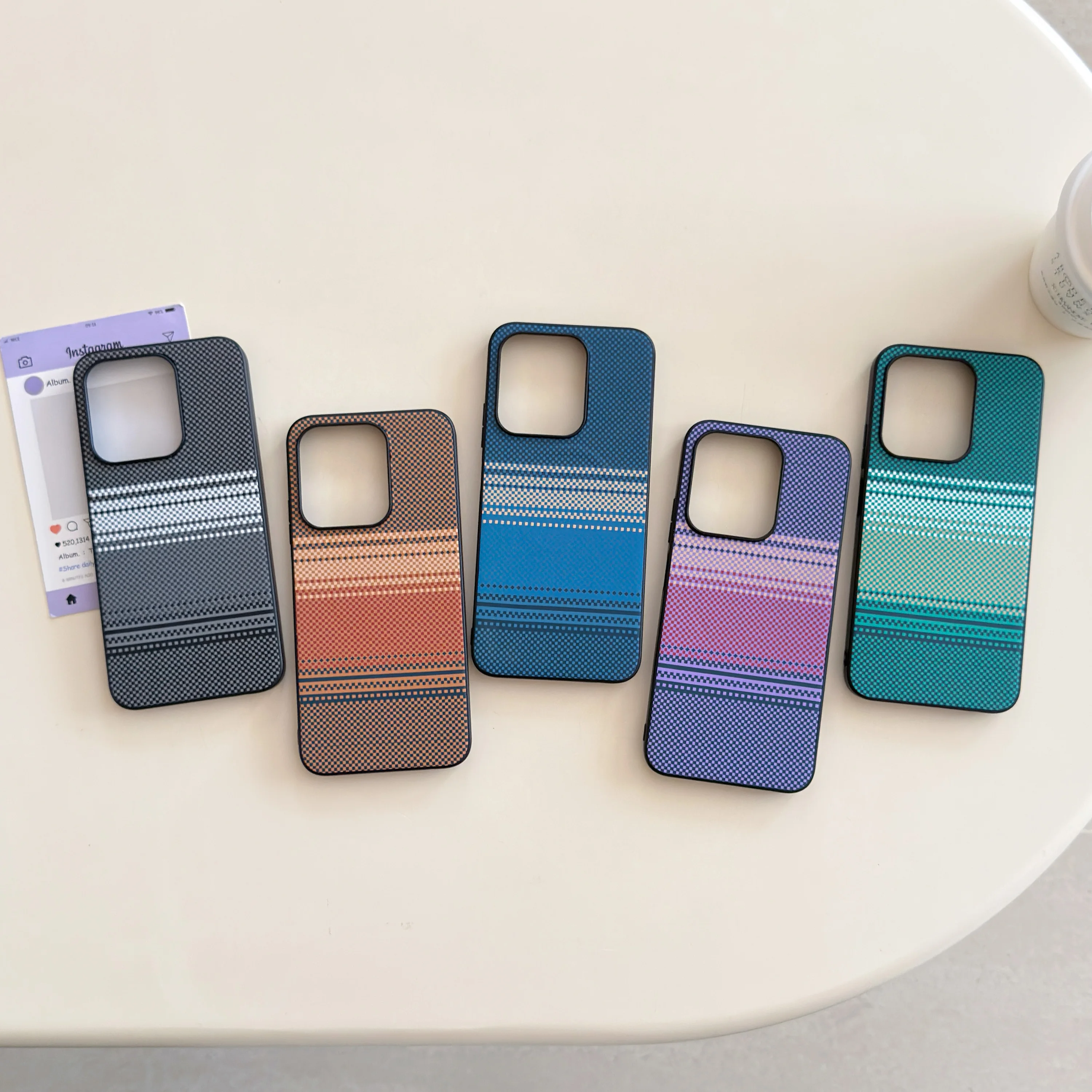 Contrasting Fiber Pattern Shockproof Mobile Phone Case Cover