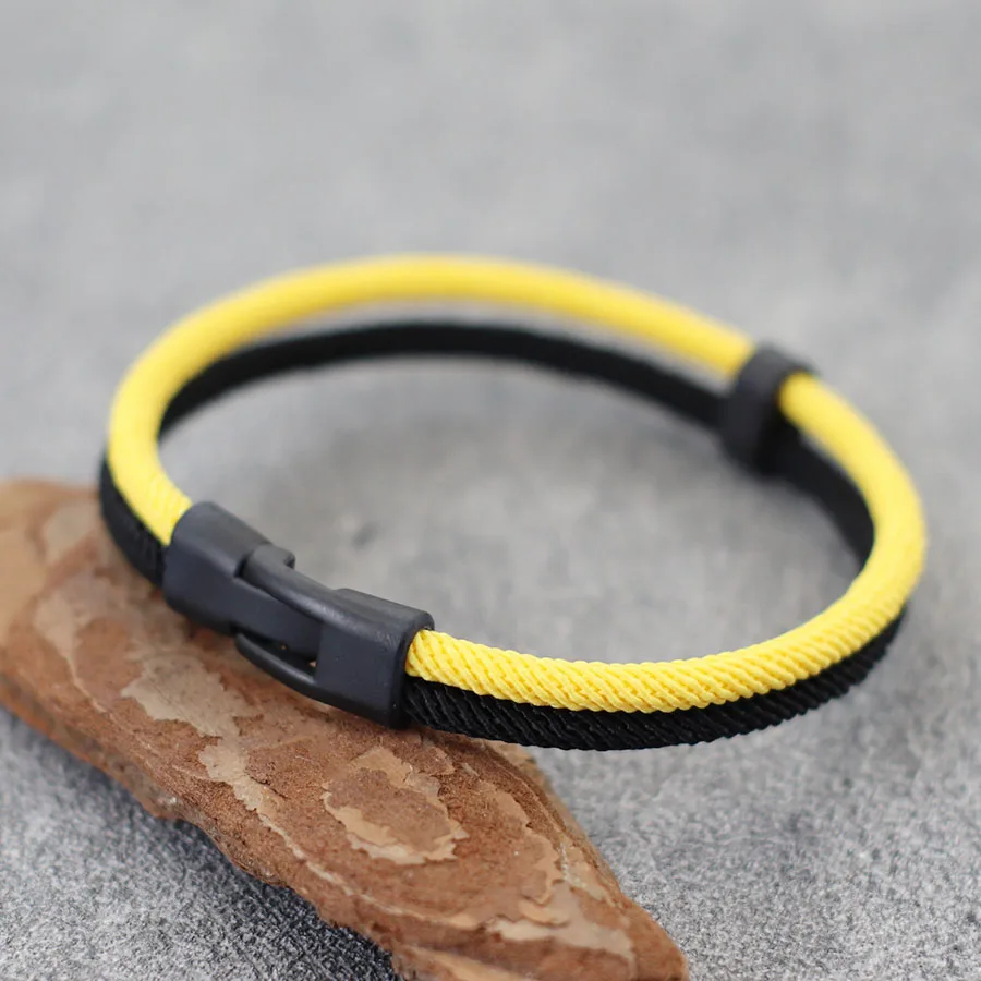 Men Bicolor Milan Rope Bracelet Dark Blue Yellow
