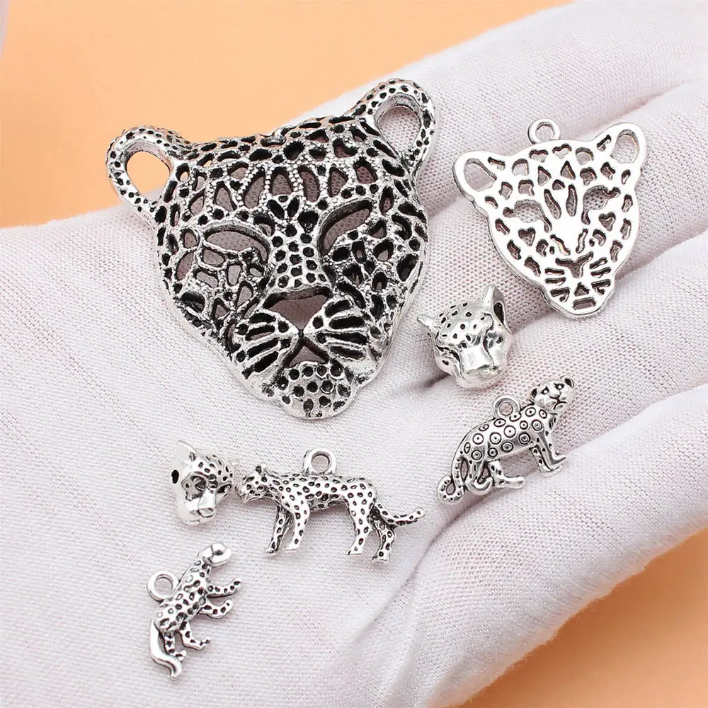 

Jewellery Antique Silver Color Leopard Charms Collection Handmade Ornaments 7pcs