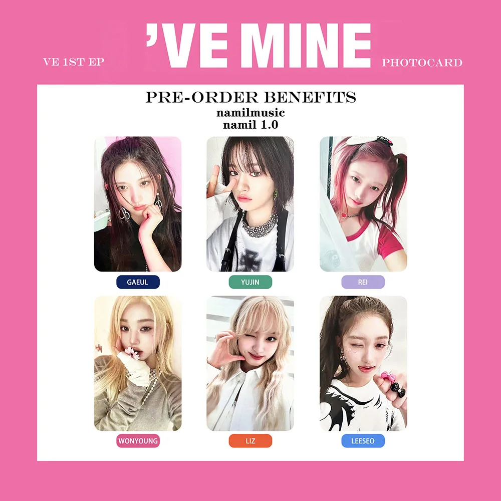 

6Pcs/Set Kpop IVE I've MINE New Album Music Photocards List Wonyoung Leeseo Gaeul Cute Selfie LOMO Cards Fans Collection Gifts