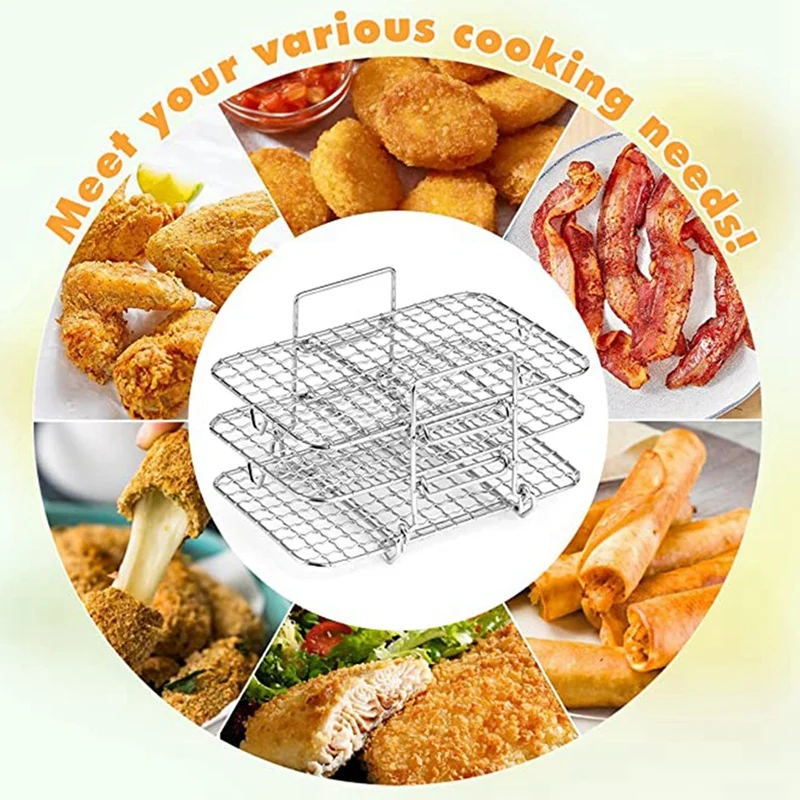Air Fryer Accessories Air Fryer Rack for Ninja Dual Air Fryer 304 Stainless Steel Multi-Layer Dehydrator Rack Toast Accessories