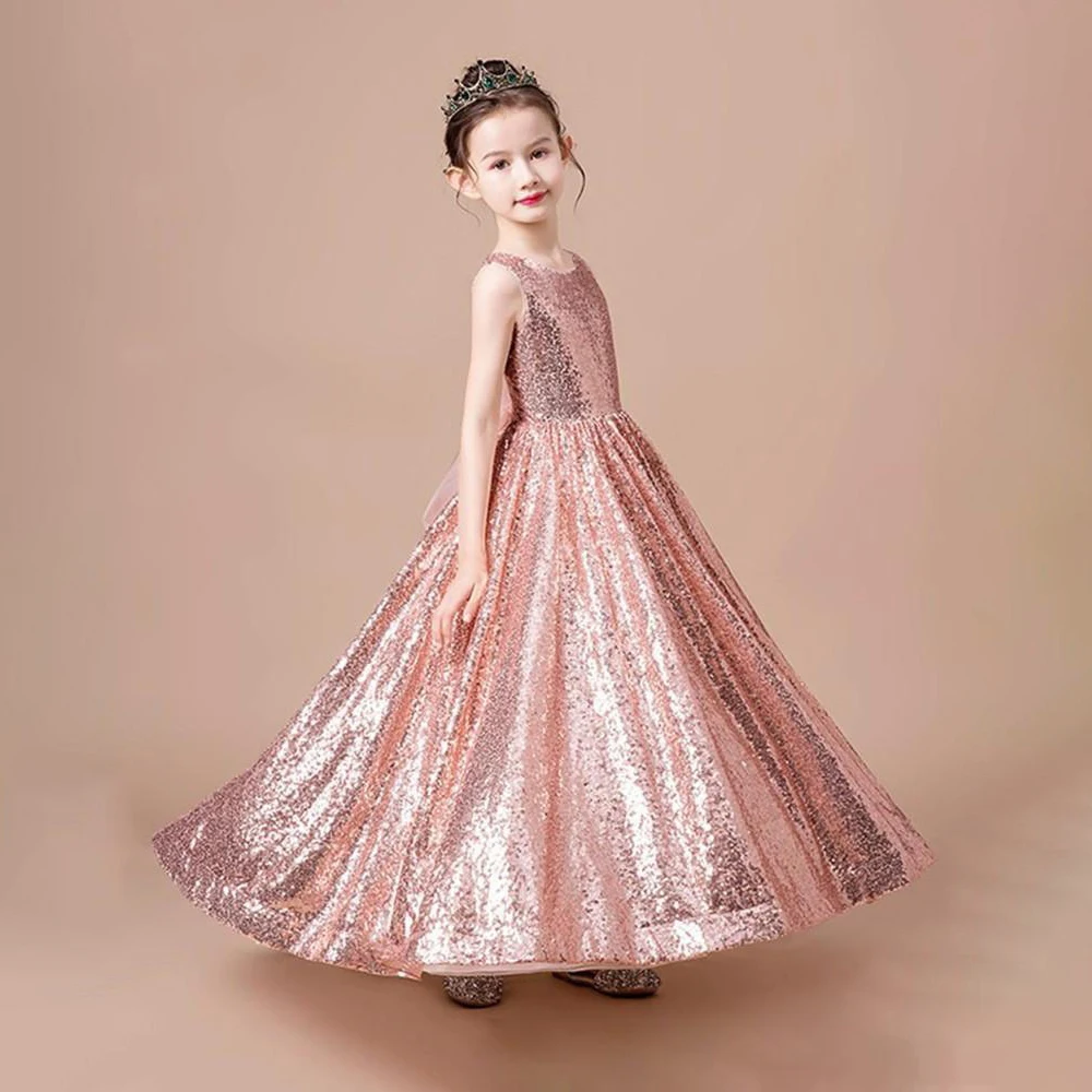 

Sequins Party Dresses for Girls Clothes Elegant Evening Dress for Children Birthday Prom Dresses Princess Piano Violin Show