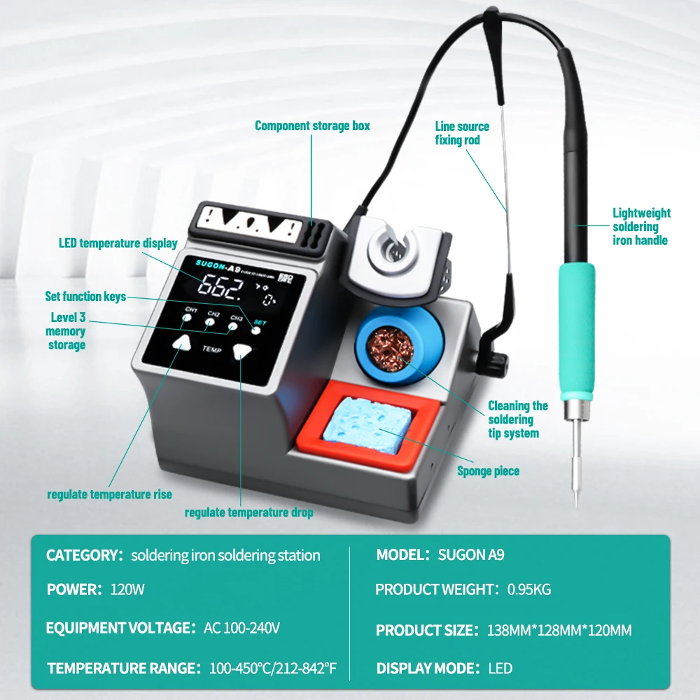 SUGON A9 Soldering Station Compatible With 210/245/115 Handle Welding Repair Station Suitable For Mobile Phone BGA PCB Repair image 6