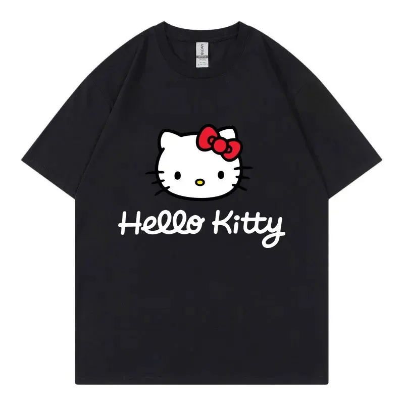 

Hello Kitty Cartoon Anime Men and Women T-shirt Summer Short Sleeve 100% Cotton Men Tee Shirts Tops 2024 Fashion Couple Clothing