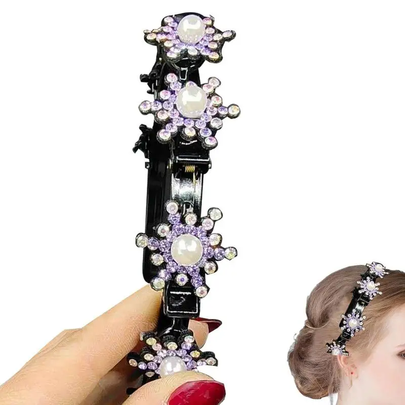 Hairpin Headbands Headband With Clips Hollow Woven Headband Multi-color Hairpin Headbands With Rhinestones For Dance Wedding