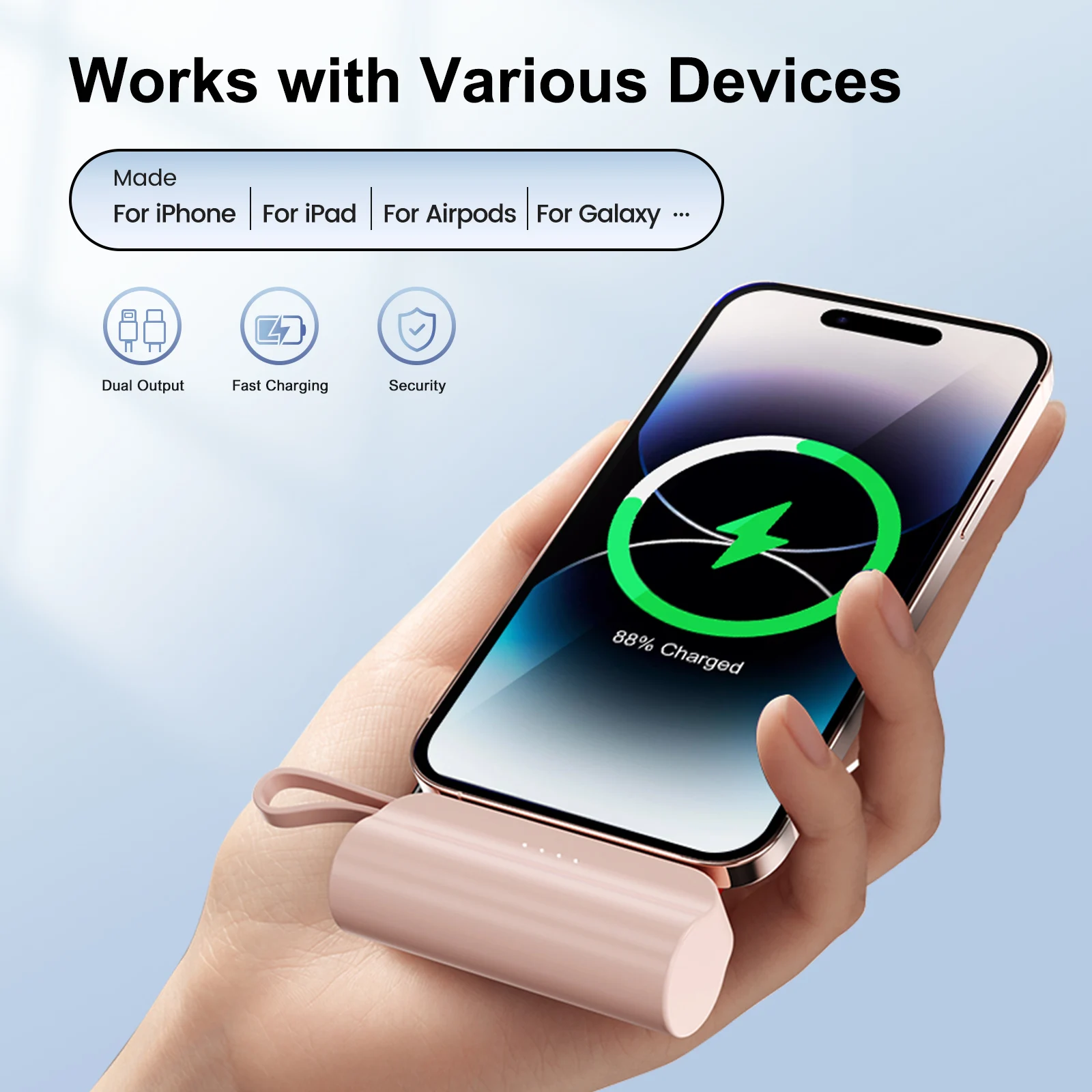Mini Power Bank Portable 4500mAh Power Phone Charger Capsule Dual USB-C Ports For IPhone16/ 15/15 plus/15 pro/15 pro Max/Android 5