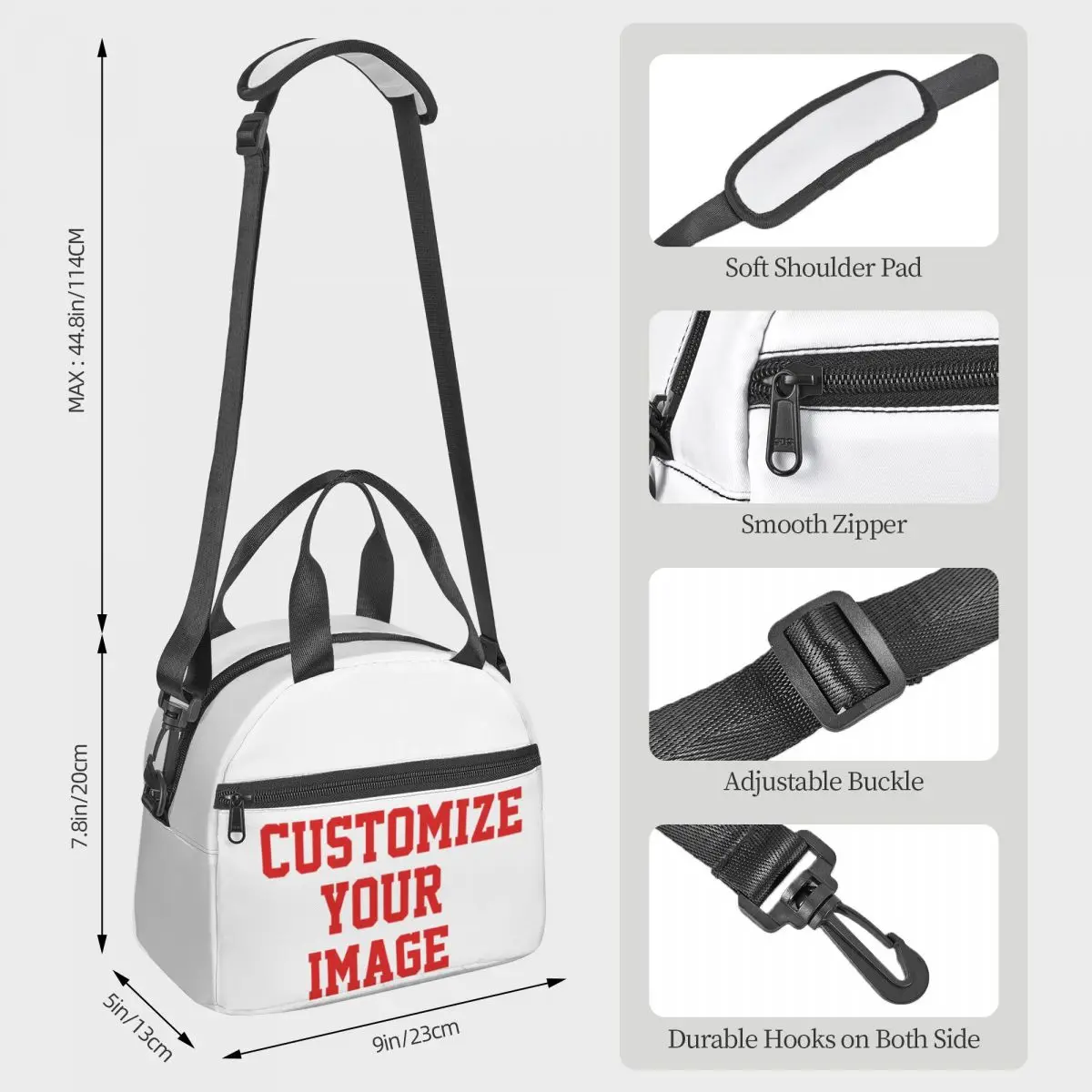 Your Image Large Thermal Insulated Lunch Bags With Adjustable Shoulder Strap Portable Bento Box Cooler Thermal Lunch Box