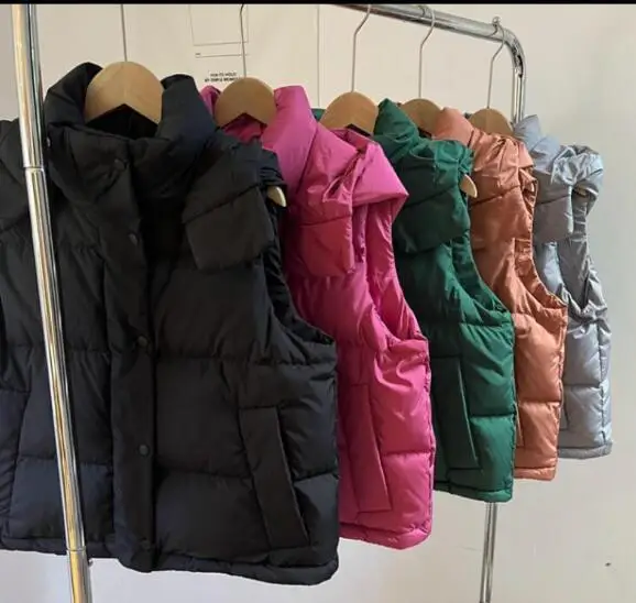 

Women's Thickened solid color goose down vest detachable hoodies