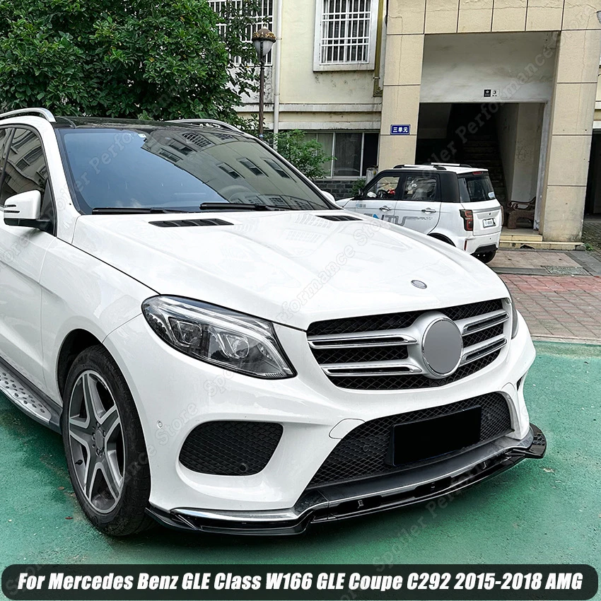 

Передний спойлер на бампер для Mercedes Benz GLE Class W166 GLE Coupe C292 2015-2018 AMG, блеск для губ, черный нижний разделитель, защита